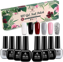 Carica l&#39;immagine nel visualizzatore di Gallery, Smalti per Unghie Set(8pzs), Gel Unghie, Gel Colorati per Unghie UV, Kit Semipermanente Unghie, Smalto Semipermanente per Unghie con Base Coat Top Coat per UV LED Set Manicure, 6.5ml BP002…
