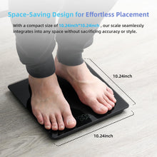 Carica l'immagine nel visualizzatore di Gallery, Bilancia personale Healthkeep, bilancia pesapersone con sensori ad alta precisione, bilancia digitale personale con tecnologia step-on, bilancia in vetro di sicurezza, nera 26 cm*26 cm
