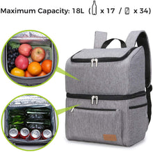 Carica l'immagine nel visualizzatore di Gallery, Lifewit Borsa Termica Zaino Termico Porta Pranzo Borsa Frigo Isoterma per Alimenti Mantenere Caldo o Freddo per Pic-nic/all'Aperto/Barbecue/Campeggio/Eventi Sportivi/Viaggio (18L grigio)