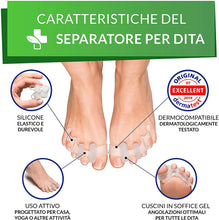 Carica l'immagine nel visualizzatore di Gallery, Distanziatori Dita Piedi 4pz, 2 diverse coppie, separatori, distanziatore, separadita, 0% BPA, taglia unica per tutti - silicone gel 4 Unità (Confezione da 1)