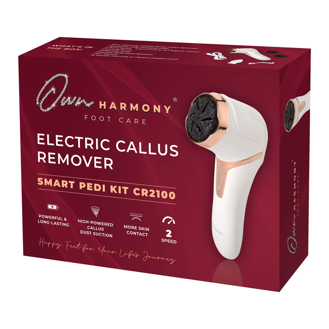 Own Harmony Roll Pedicure Elettrico Ricaricabile CR2100 - Cura dei Piedi Attrezzi Professionale per Talloni Screpolati e Pelle Secca - Potente Lima Elettrica per Calli e Duroni con 3 Rulli (Cavo USB)