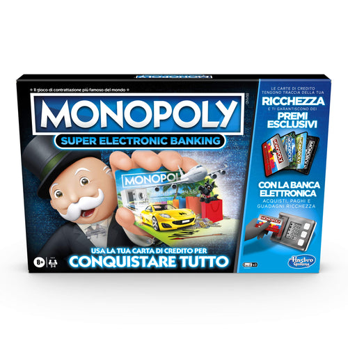 Hasbro Monopoly Super Electronic Banking (gioco in scatola con lettore elettronico per carta di credito, versione in italiano) Monopoly Super Electronic Banking Single