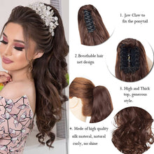 Carica l'immagine nel visualizzatore di Gallery, Coda di Cavallo Clip in Hair Extension Capelli Riccio Parrucchino Claw on Ponytail Estensioni Sintetiche Posticci Donna 60cm Ricci Castano chiaro cenere mix Bleach Blonde Castano chiaro cenere mix Bleach Blonde 60 cm - Ricci