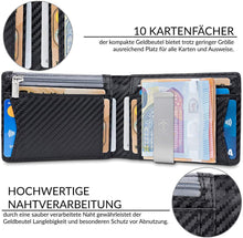 Carica l'immagine nel visualizzatore di Gallery, TRAVANDO Portafoglio Uomo con Clip per Contanti LONDON - 10 Tasche per la Carte - Porta carte di credito - Protezione RFID - Regalo perfetto per gli Uomini - Confezione Regalo (Carbon)