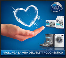 Carica l'immagine nel visualizzatore di Gallery, CARE + PROTECT 3in1 Anticalcare, Sgrassante e Igienizzante, per Lavastoviglie e Lavatrice, Universale, Originale, Professionale, in Polvere, 12 Bustine