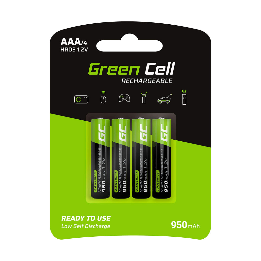 Green Cell 950mAh 1.2V confezione da 4 Pile AAA Akku, Confezione 4 - Ilgrandebazar