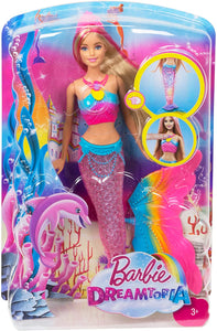 Barbie Sirena Arcobaleno con Capelli Biondi, Luci Colorate, Si Attiva Sott'Acqua,DHC40