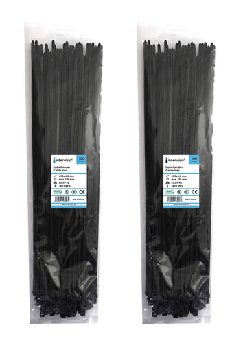 intervisio Fascette Plastica per Cablaggio Lunghe 430 mm x 4,8 430mm, Nero - Ilgrandebazar