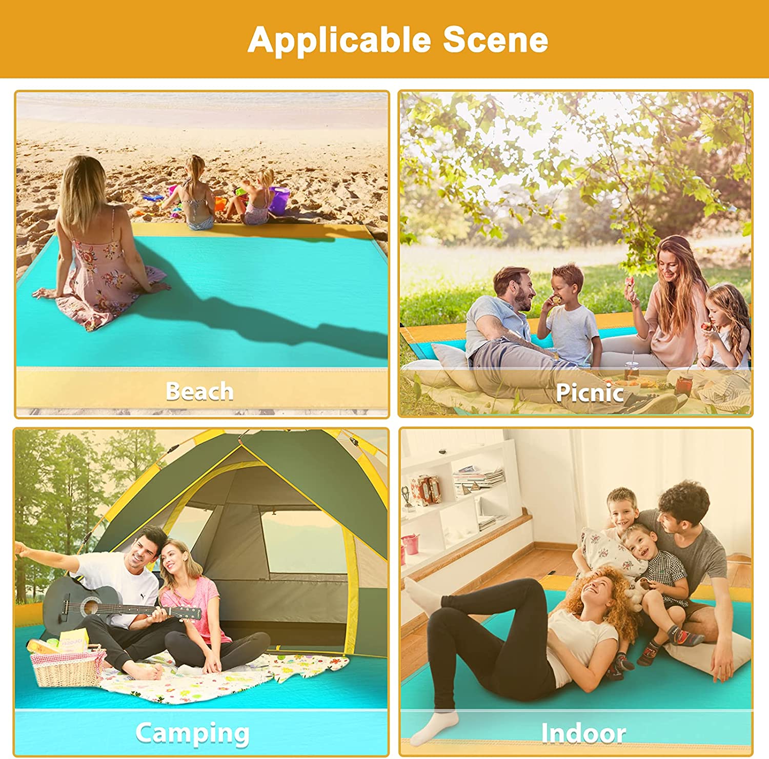 Coperta Da Spiaggia Antisabbia 210x200 Cm - Impermeabile, Con Picchetti E Borsa - Foto 9