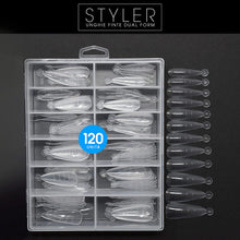 Carica l'immagine nel visualizzatore di Gallery, Styler 120 Pezzi, Unghie Finte Tip Dualform Trasparente per Ricostruzione e Allungamento Unghie Nail con sistema Acrilico e Acrygel, 12 Misure, Tips con Scalino