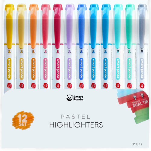 12 Evidenziatori Pastello - Doppia Punta, Grossa e Fine - Set da 12 Colori... - Ilgrandebazar