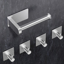 Carica l'immagine nel visualizzatore di Gallery, Yosemy Porta Carta Igienica Senza Foratura con 4 pcs Ganci Porta Rotoli Carta Igienica Adesivo per Bagno Toilette Porta Carta Igienica 3M Acciaio Inox SUS 304 Porta Rotolo Carta Igienica