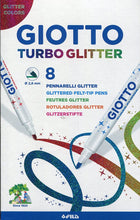 Carica l'immagine nel visualizzatore di Gallery, Giotto Turbo Glitter astuccio da 8 pennarelli con inchiostro glitterato, Modelli/Colori Assortiti, 1 Pezzo