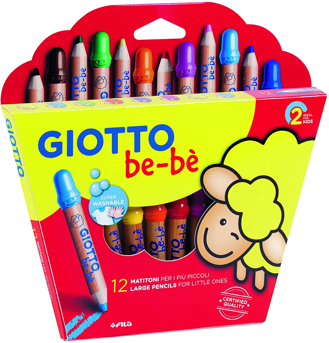 Giotto- Fila Astuccio 12 Matitoni Bebe' Diametro Mina 7Mm Temperamatite Compreso 598, Multicolore, 8000825002656