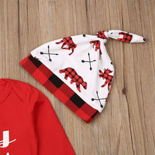 Carica l'immagine nel visualizzatore di Gallery, Carolilly 3 Pezzi Completini Neonato Natale Unisex Pagliaccetto Neonato Invernale +Pantaloni+Cappello