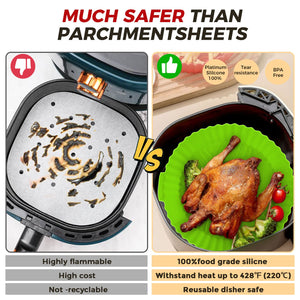 3 Teglie In Silicone Per Friggitrice Ad Aria - Cestini Antiaderenti 20cm, Per Cucinare E Pulire Facile - Foto 2