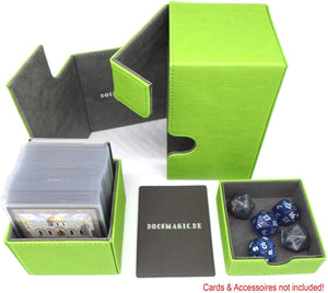 docsmagic.de Premium Magnetic Tray Box (100) Light Green + Deck Divider - MTG - PKM - YGO - Porta Mazzo Verde Chiaro