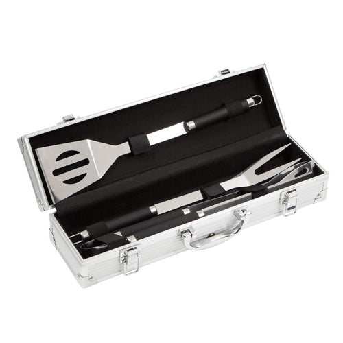 Bruzzzler Set posate da grill in acciaio inox, 3 pezzi, 3 Pezzi, Argento - Ilgrandebazar