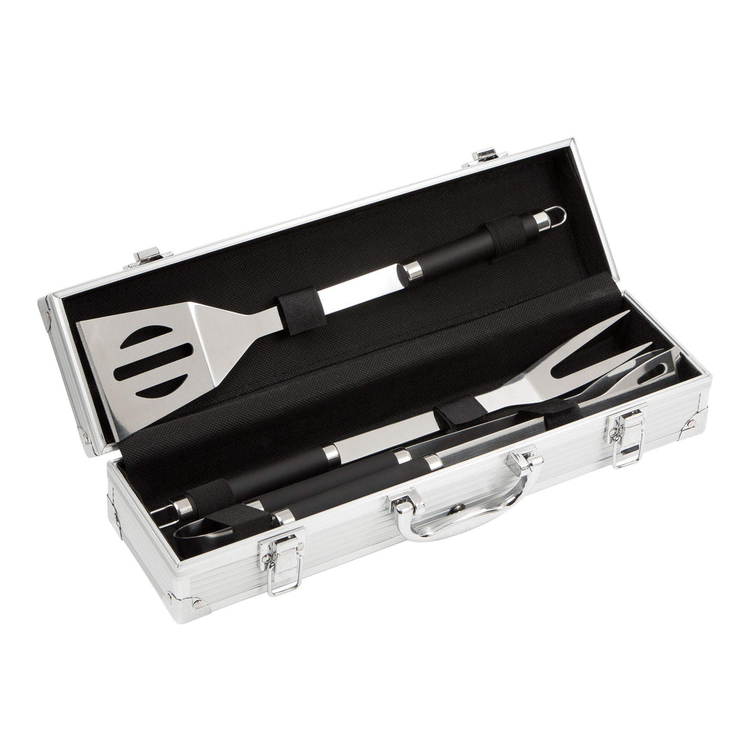Bruzzzler Set posate da grill in acciaio inox, 3 pezzi, 3 Pezzi, Argento - Ilgrandebazar