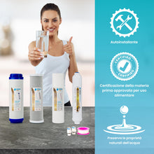 Carica l'immagine nel visualizzatore di Gallery, Confezione da 4 filtri universali per osmosi inversa domestica e membrana Vontron 75GPD - Filtri acqua per apparecchiature ad osmosi inversa a 5 stadi - Include connettori - Nature Water Professionals