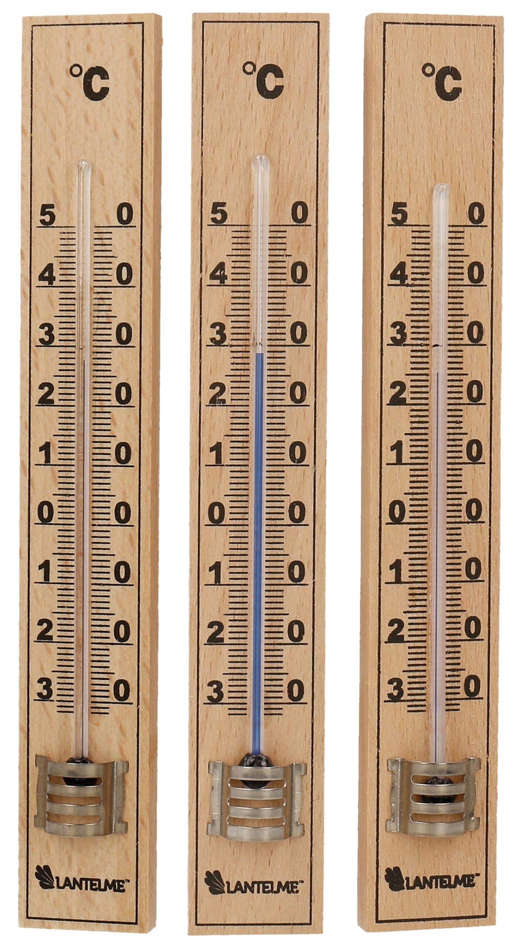 Lantelme Set di 3 termometri analogici in Legno per Interni ed Esterni, Beige - Ilgrandebazar