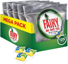 Carica l'immagine nel visualizzatore di Gallery, Fairy Platinum 125 Pastiglie per Lavastoviglie Limone, Detersivo Maxi Formato da 125 Caps, 5 Confezioni da 25 caps