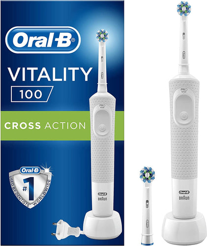 Oral-B Vitality 100 Spazzolino Elettrico Ricaricabile, 1 Manico Bianco, 1 Testina