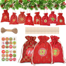 Carica l&#39;immagine nel visualizzatore di Gallery, WOKKOL Sacchetto Regalo di Natale, Sacchetti con Adesivi Numerici, Avvento Calendario, Calendario Avvento Fai da Te, Natale Calendario dell&#39;Avvento con 1-24 Adesivi Numerici(24 PCS -8Modelli)
