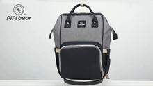 Carica l&#39;immagine nel visualizzatore di Gallery, Pipibear Zaino Fasciatoio - Isolamento, Impermeabile, Grande Grigio-nero