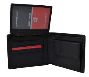 Pierre Cardin Portafoglio uomo nero in pelle con portamonete e patta A5524 - Ilgrandebazar
