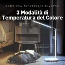 Carica l'immagine nel visualizzatore di Gallery, Lampada da Scrivania a LED Senza fili, ATSUI Lampada da Tavolo Protezione Agli Occhi, Touch Control, Regolazione Luminosità ILLIMITATA, 3 Colori di Luce, Funzione Memoria, Risparmio Energetico, Bianco