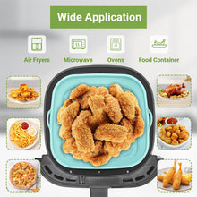Carica l'immagine nel visualizzatore di Gallery, Alyvisun 2 Pezzi Silicone per Air Fryer Teglie Accessori per Friggitrice ad Aria Contenitori Cestello Riutilizzabile Quadrato Tappetino Stampi per Airfryer, Microonde, Forno (Blu+Grigio)
