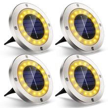 Carica l'immagine nel visualizzatore di Gallery, Luce Solare da Giardino, VIRIDI 4pcs 16 Led Faretti Solari Luci da Giardino Esterno Faretto Incasso Calda Solare Terra Lampade da Sicurezza 600mah Batteria per Scala Paesaggio Strade aiuola Vialetto