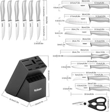 Carica l'immagine nel visualizzatore di Gallery, Velaze Set Coltelli, Set Coltelli da Cucina in Acciaio Inossidabile Set 16 Pezzi, Ceppo Coltelli, Coltello Cucina Professionali Chef con Blocco Coltelli in Lengo Negro
