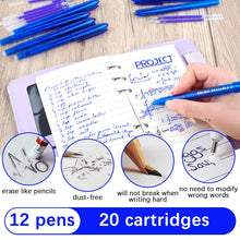 Carica l'immagine nel visualizzatore di Gallery, BBLIKE Penna a sfera cancellabile, 12 penne gel e 20 penne Friction da 0,7 mm, punta in gel con gomma (blu)