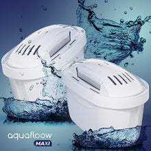 Carica l'immagine nel visualizzatore di Gallery, Aquafloow Maxi Set Di 12x Cartucce Filtranti Per Acqua | Adatto A Tutte Le Caraffe BRITA e DAFI Con Filtri UNIMAX | Compatibile Con BRITA Maxtra+, Style, Marella, Elemaris, XL, Fun