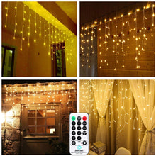 Carica l&#39;immagine nel visualizzatore di Gallery, Qedertek 432 LED Cascata Luci da Esterno, 10M Tenda Luminosa Bianco Caldo, Luci Nataliazie da Esterno con Telecomando, Tenda led con 8 modalità, Luci Decorazione Natale per Feste, Finestra, Blacone