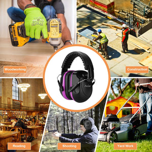 Procase Cuffie Antirumore, NRR 28 dB Cuffie Antirumore per Ambito Lavorativo, Lavoro Sul Trattore, Isolanti per Studiare, Falciatura, Sparare, Aereo, Muscia Forte e Industria Della Costruzio –Viola