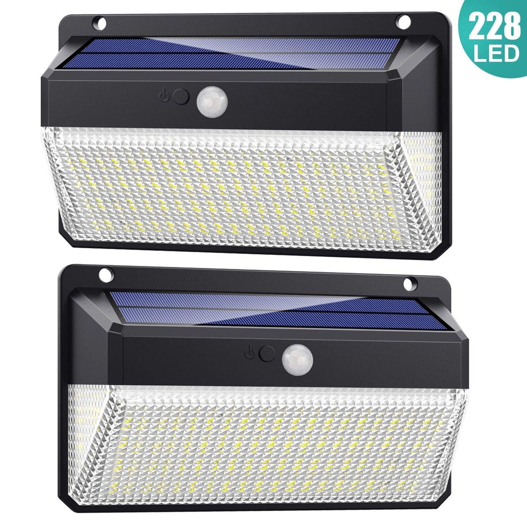 Lampade Solari a da Led Esterno,【Super Luminosa 228LED-2200mAh】AOPAWA Bianco