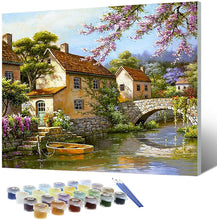 Carica l'immagine nel visualizzatore di Gallery, Tyrkuiy Dipingi con i Numeri per Adulti con Cornice, Pittura a Olio Fai da Te su Tela con 3 Pezzi di pennelli Arti Artigianali per la Decorazione della Parete di casa-16 x 20 pollici-F004 Ponte Di Pietra con cornice