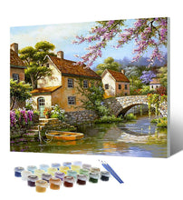 Carica l'immagine nel visualizzatore di Gallery, Tyrkuiy Dipingi con i Numeri per Adulti con Cornice, Pittura a Olio Fai da Te su Tela con 3 Pezzi di pennelli Arti Artigianali per la Decorazione della Parete di casa-16 x 20 pollici-F004 Ponte Di Pietra con cornice