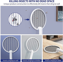 Carica l'immagine nel visualizzatore di Gallery, FLASHVIN Racchetta Zanzare Elettrica, 2 in 1 Lampada Antizanzare, Luce UV Insetti Trappola, 4000V, Pieghevole, Efficace Contro Le Mosche, Ideale per Interni ed Esterni Piccolo