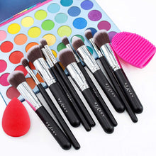 Carica l&#39;immagine nel visualizzatore di Gallery, Pennelli Make Up BEAKEY Premium synthetic pennelli trucco fondazione cipria fard, ombretto, Set di pennelli make up, kit con spugnetta e Brush Egg (10 + 2 pezzi, nero/argento)