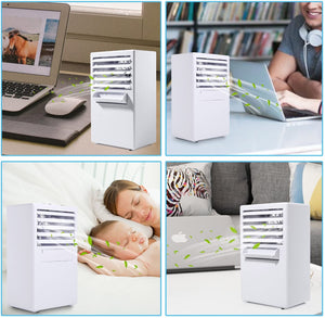 COMLIFE Aria Condizionata Portatile Climatizzatore Ventilatore da Tavolo 3 velocità Silenziosa 3 in 1 di Nebbia Umidificatore Purificatore d'Aria