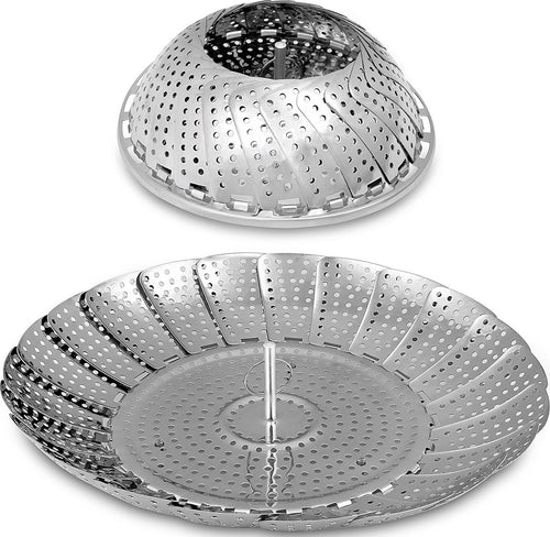 Cestello per vapori vegetale - 100 percento acciaio 18 x 28 cm, Argento - Ilgrandebazar