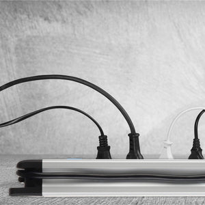 Electraline 61903, Multipresa Alu-Line 10 posti polivalenti Argento/Nero - Ilgrandebazar