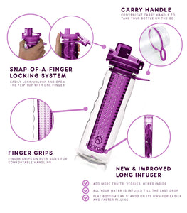 Hydracy Bottiglia con Infusore per Acqua Aromatizzata alla Frutta Porpora - Ilgrandebazar