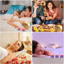 Carica l&#39;immagine nel visualizzatore di Gallery, YUE GANG Candele Tealight Profumate Regalo, 24Pack Includono Portacandele in Vetro Dorato, 8 Ore di Durata, Candele Tealight per la Casa