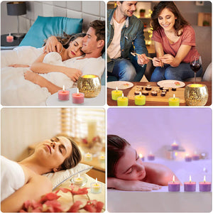 YUE GANG Candele Tealight Profumate Regalo, 24Pack Includono Portacandele in Vetro Dorato, 8 Ore di Durata, Candele Tealight per la Casa