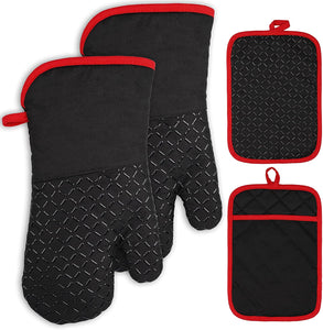 Guanti Da Forno In Silicone E Cotone - Resistenza Al Calore 300°C, Set Di 2 Grigio - Foto 12